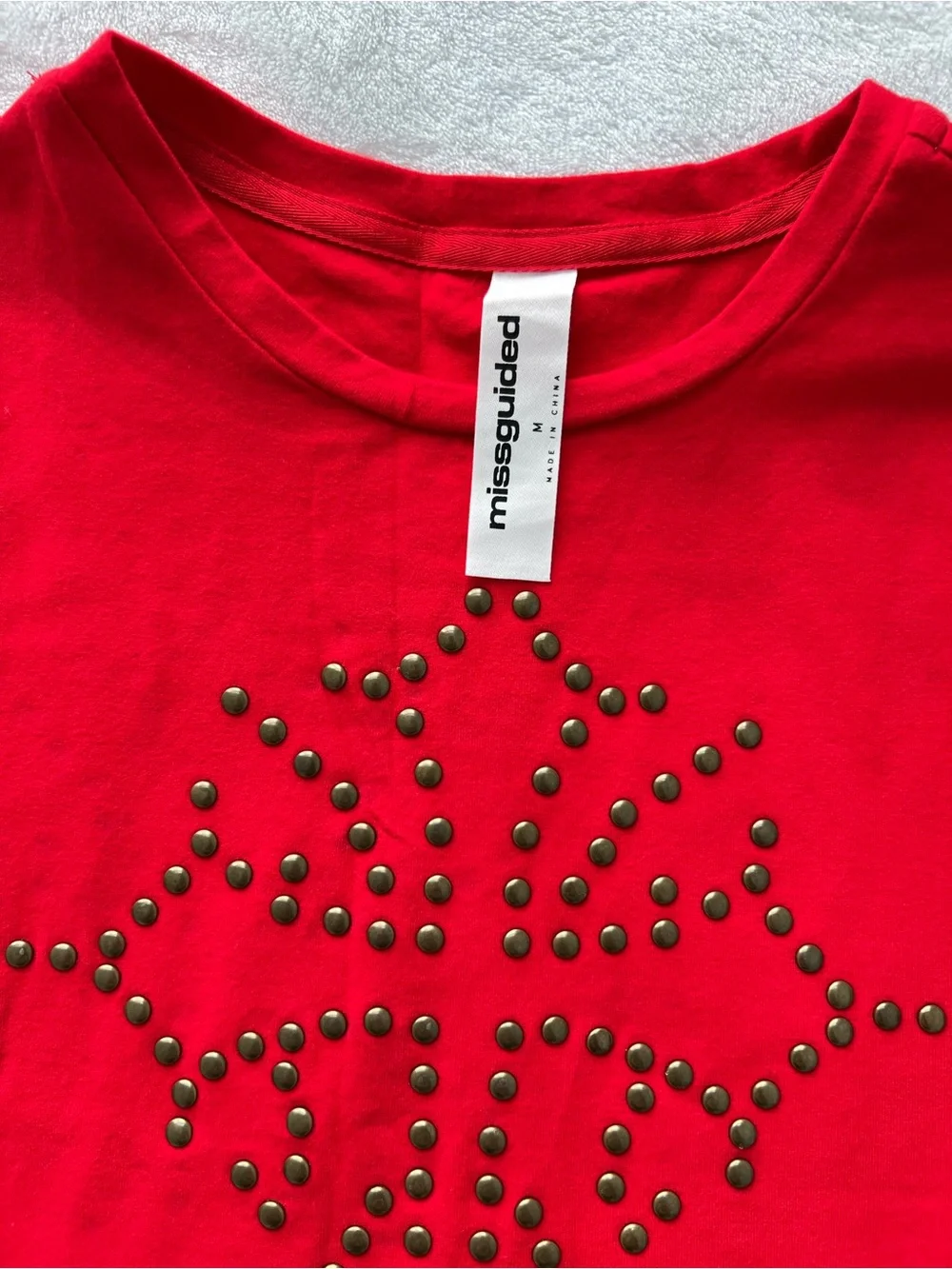 Red Studded Cross Short Sleeve Tee
